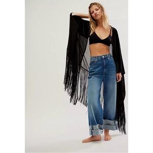 FREE PEOPLE VELVET DREAMS FRINGE KIMONO